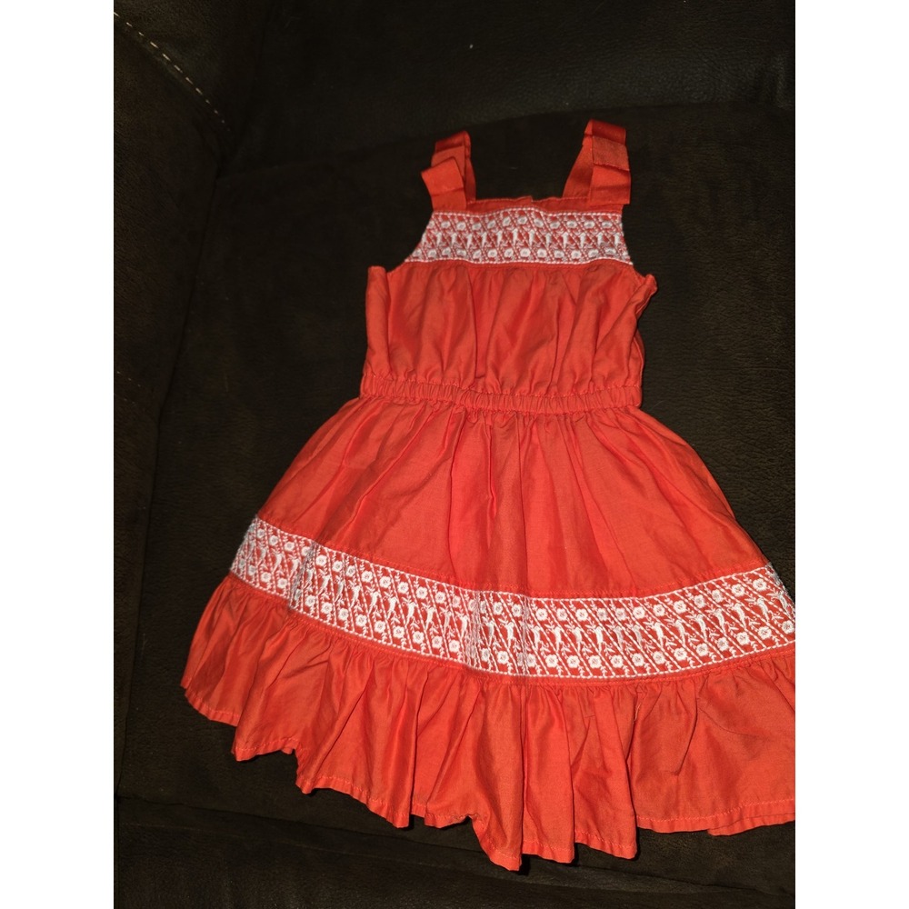 Janie‎ and jack orange floral embroidered dress size 3 6 months
